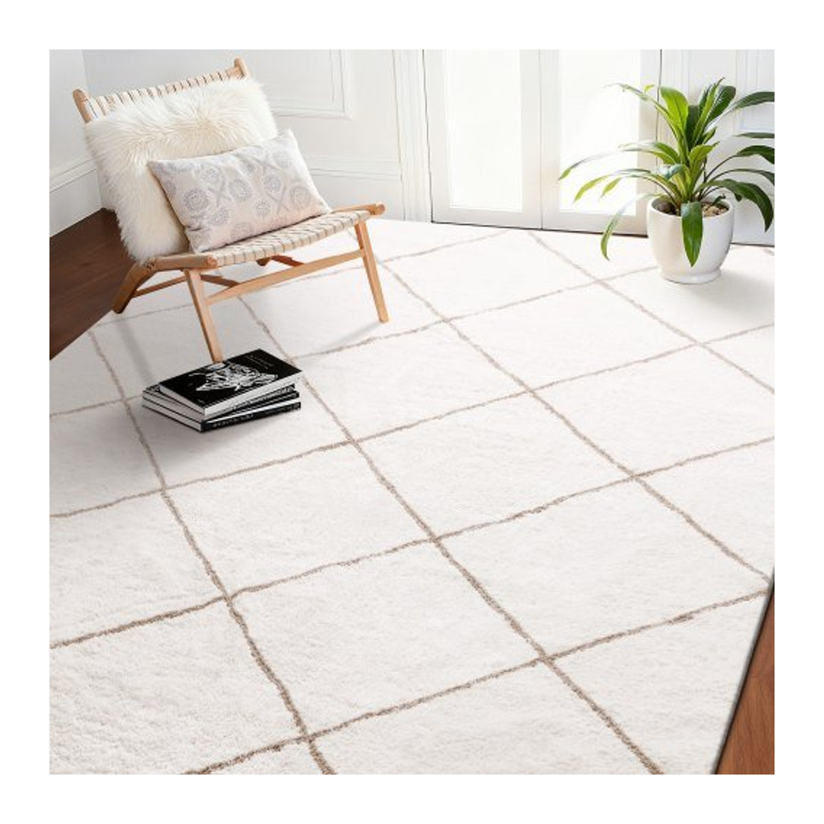VEVOR Kurzflor Teppich in Weiß mit rutschfester TPR-Unterseite, B/B: 304,8 x 243,8 cm - Bild 1