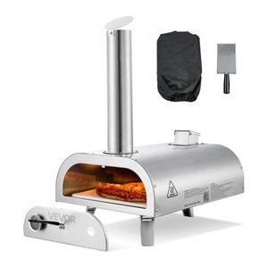 VEVOR Pizzaofen 12 Zoll aus Edelstahl mit Thermometer, Pizzastein, Schaufel und Tragetasche für Garten und Camping, holzbefeuert