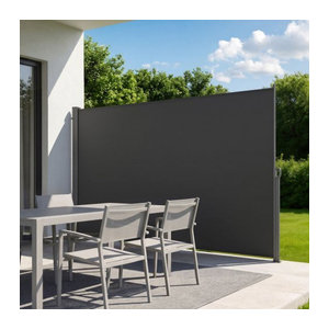 VEVOR Seitenmarkise aus Polyester als Wind- und Sichtschutz für Garten, Balkon oder Terrasse, Grau, H x B: 180 x 300 cm