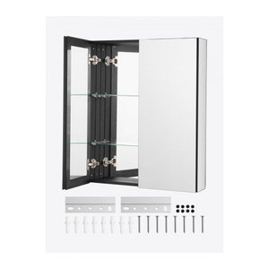VEVOR Spiegelschrank mit 7 Spiegeln und 2 Türen für Badezimmer, Aluminiumrahmen, Einbau- und Wandmontage, B/H/T: 66,2 x 76,2 x 13,5 cm