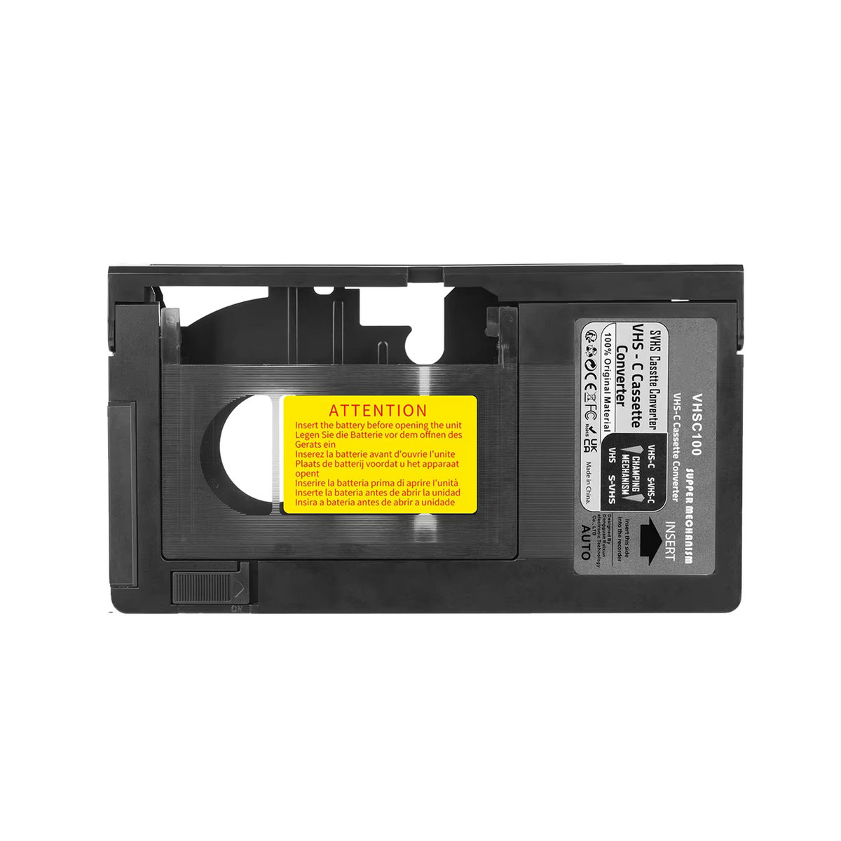 VHS-C Kassettenadapter in Schwarz für JVC, RCA und Panasonic, kompatibel mit VHS-C und SVHS Kassetten - Bild 2