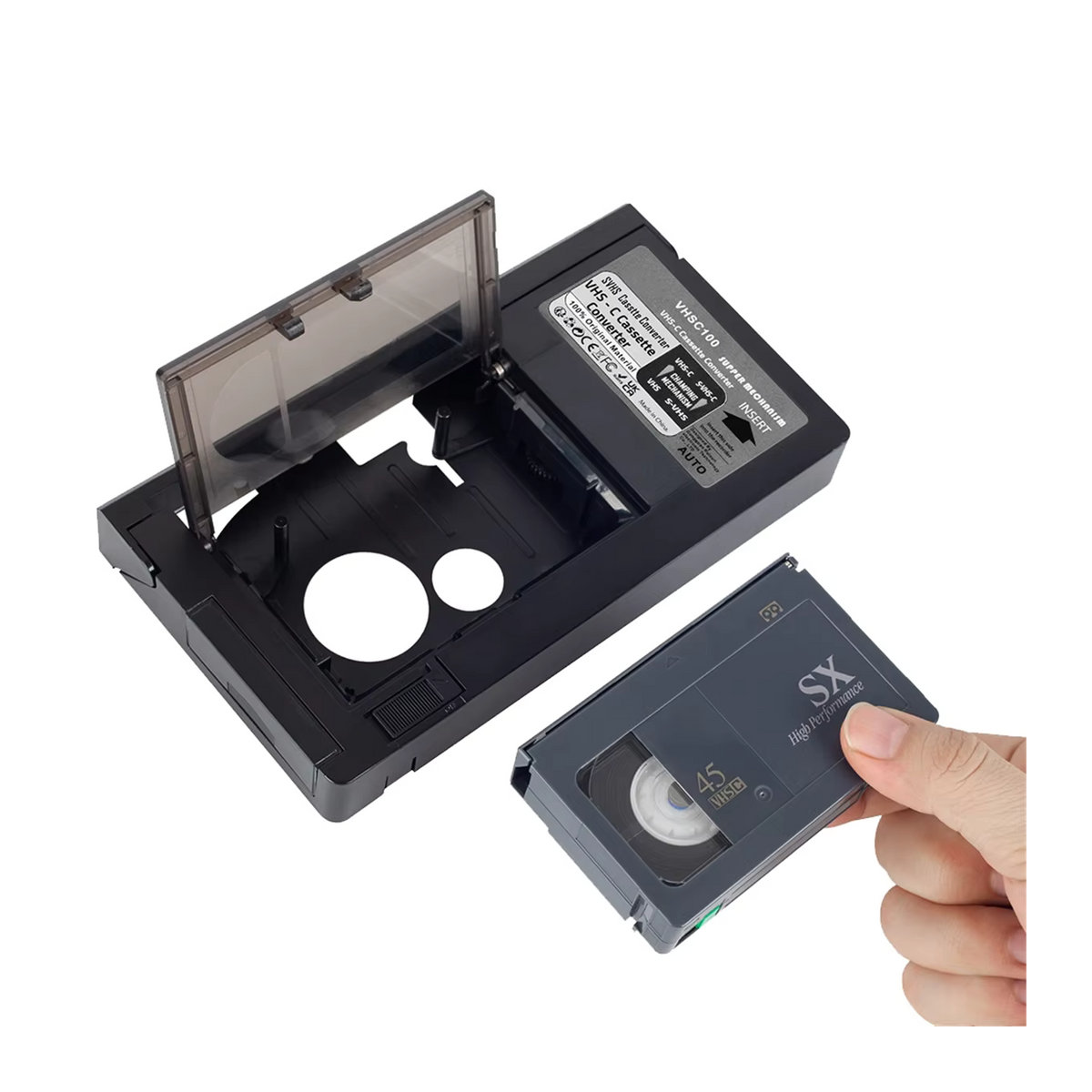 VHS-C Kassettenadapter in Schwarz für JVC, RCA und Panasonic, kompatibel mit VHS-C und SVHS Kassetten - Bild 5