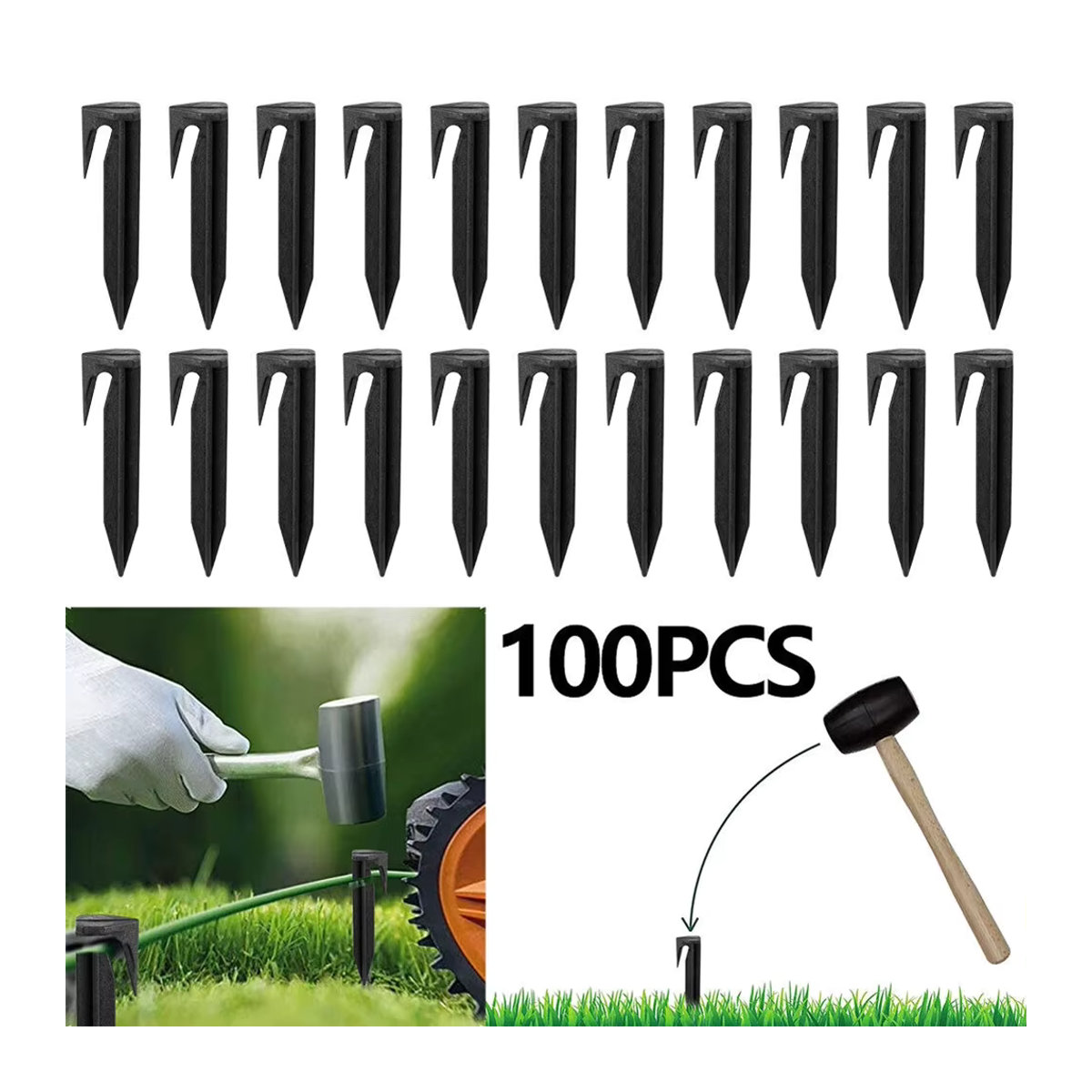 Vibratite 100 Stück Rasenmäher Spikes zur Verankerung von Roboter Mäher Grenzen für den Garten - Bild 2