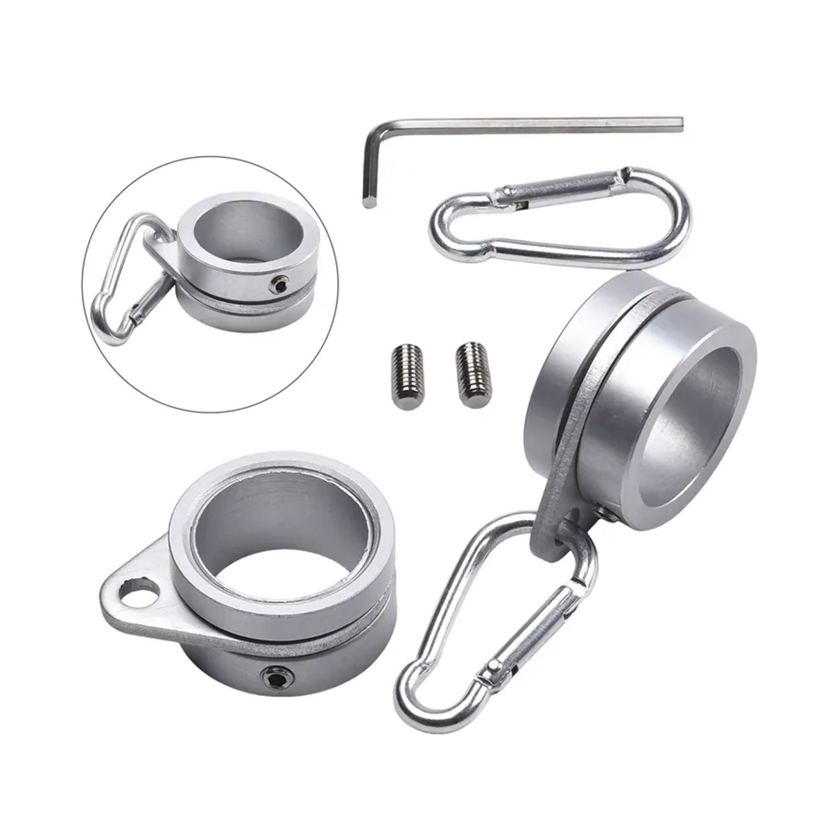 VIBRATITE 2 Stück Aluminium Fahnenmast-Ringe mit Karabinern, 360 Grad drehbar, AntiWrap für 0,75–1,02 Zoll - Bild 2