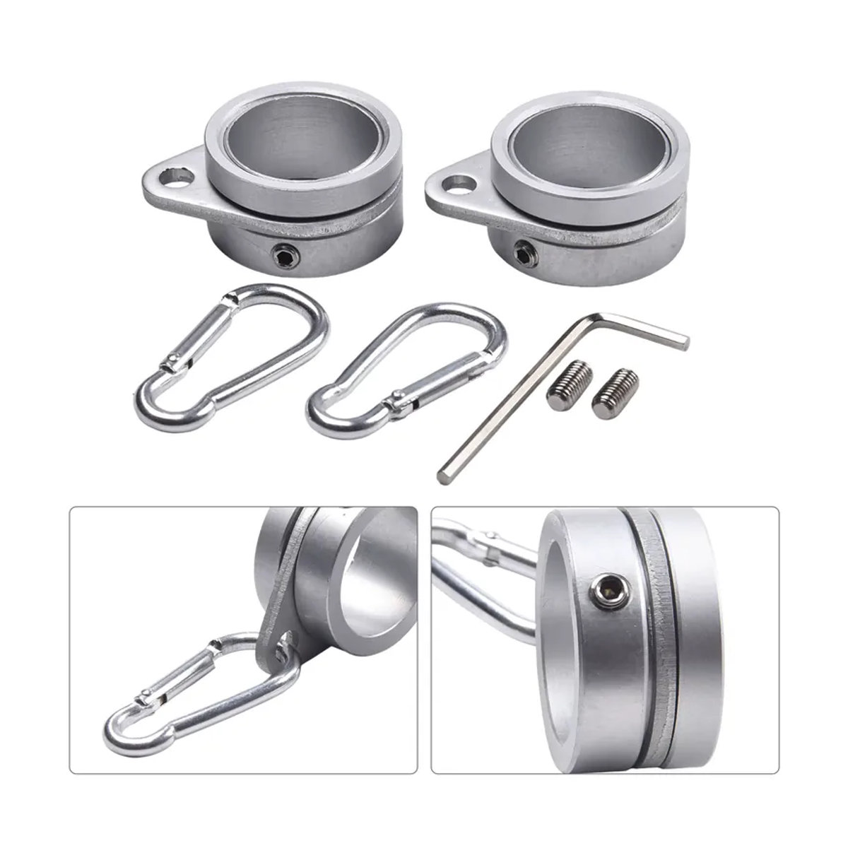 VIBRATITE 2 Stück Aluminium Fahnenmast-Ringe mit Karabinern, 360 Grad drehbar, AntiWrap für 0,75–1,02 Zoll - Bild 3