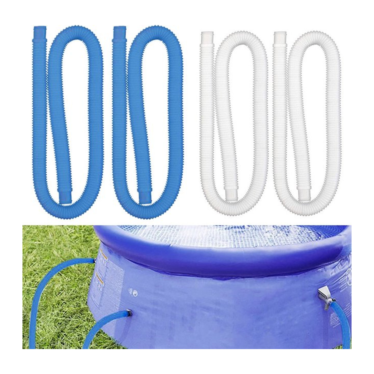 VIBRATITE 2er-Set Poolschläuche 32mm für Oberflurpools und Filterpumpen als Ersatzteil und Zubehör für die Filtration - Bild 1