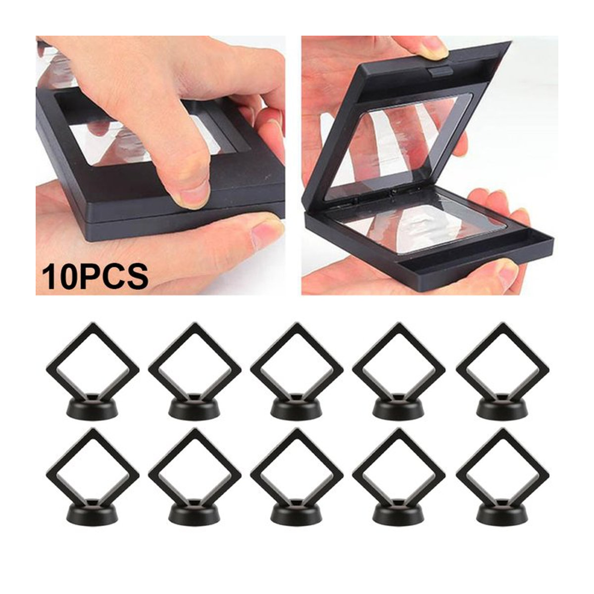 VIBRATITE 3D Schmuck Display-Ständer für Ringe und Münzen, quadratisch, Schwarz/Weiß, B/T/H: 70 x 70 x 20 cm - Bild 1