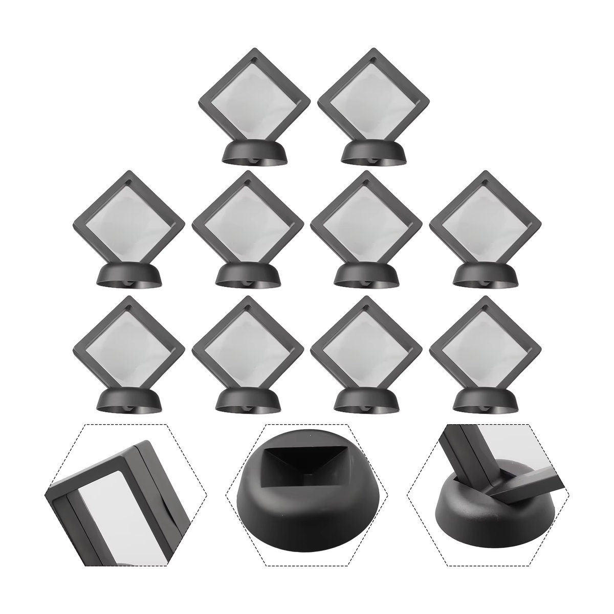 VIBRATITE 3D Schmuck Display-Ständer für Ringe und Münzen, quadratisch, Schwarz/Weiß, B/T/H: 70 x 70 x 20 cm - Bild 3