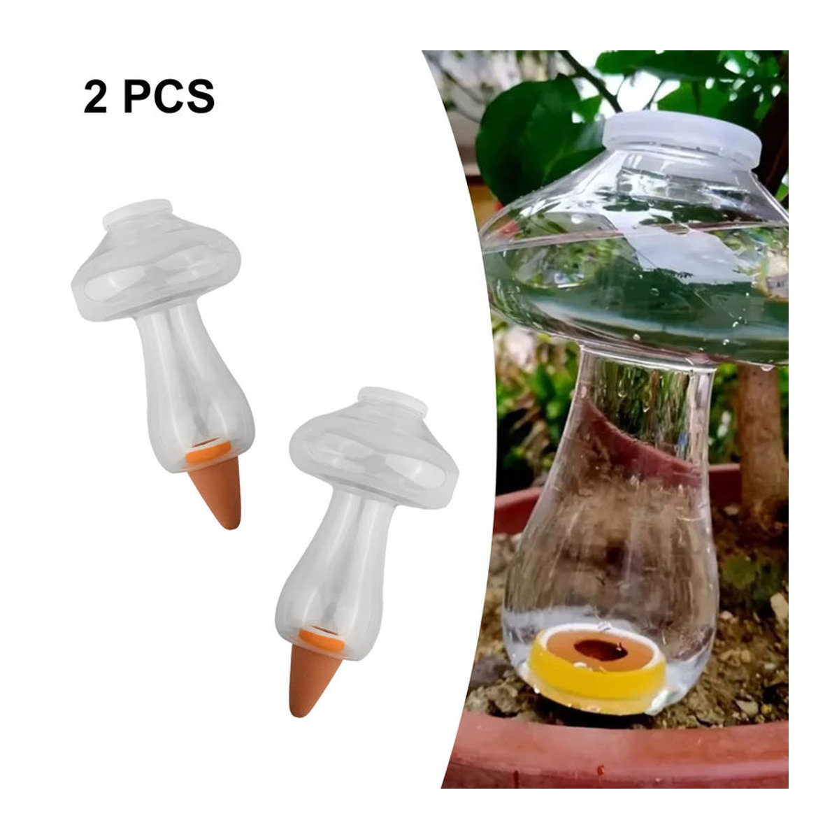 Vibratite Automatische Pflanzenbewässerung in Pilzform, Tropf-Bewässerungssystem für Garten und Blumen, transparent - Bild 2