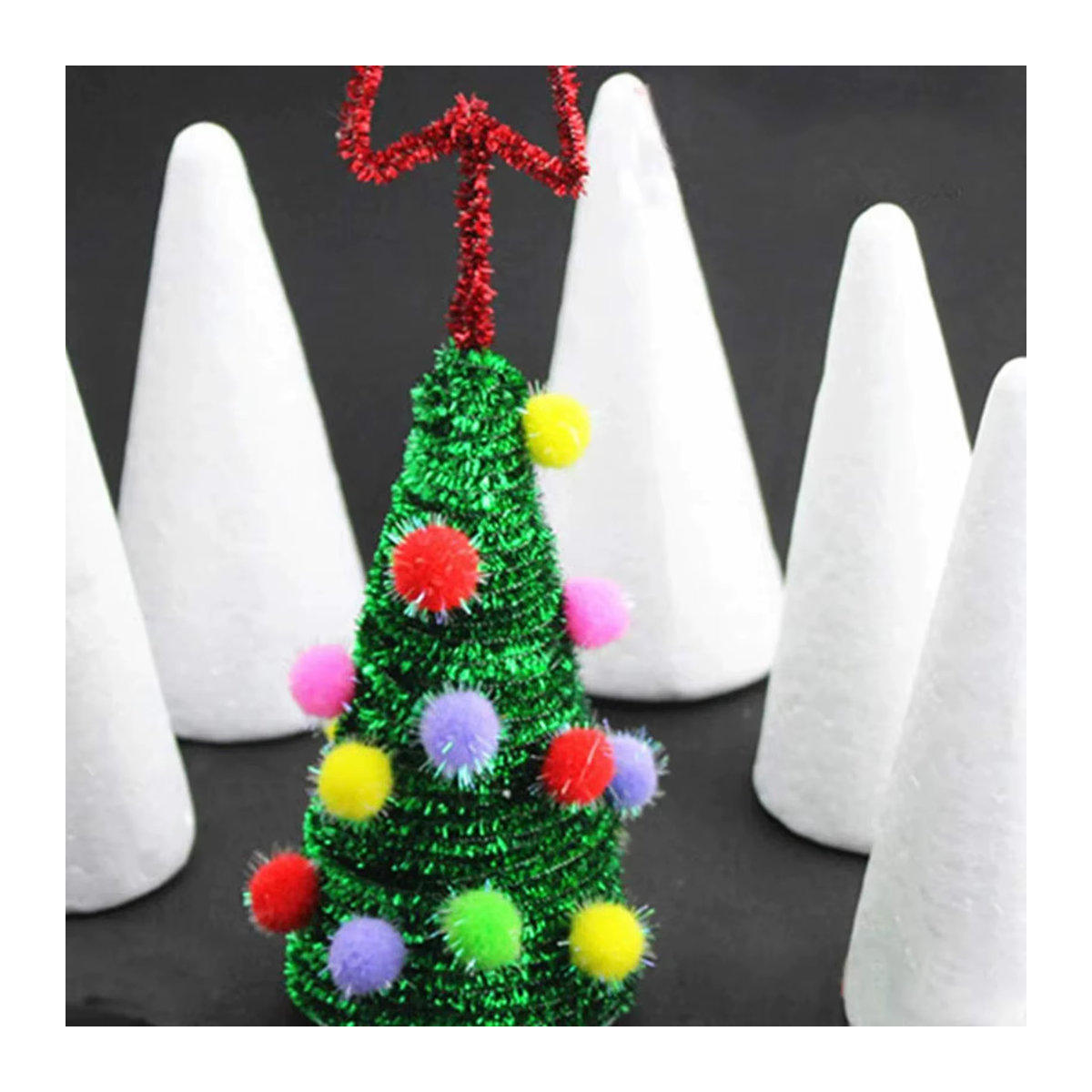 Vibratite DIY Kunst Schaumkegel in Weiß für Weihnachtsdeko und Handwerk aus Kunststoff - Bild 3