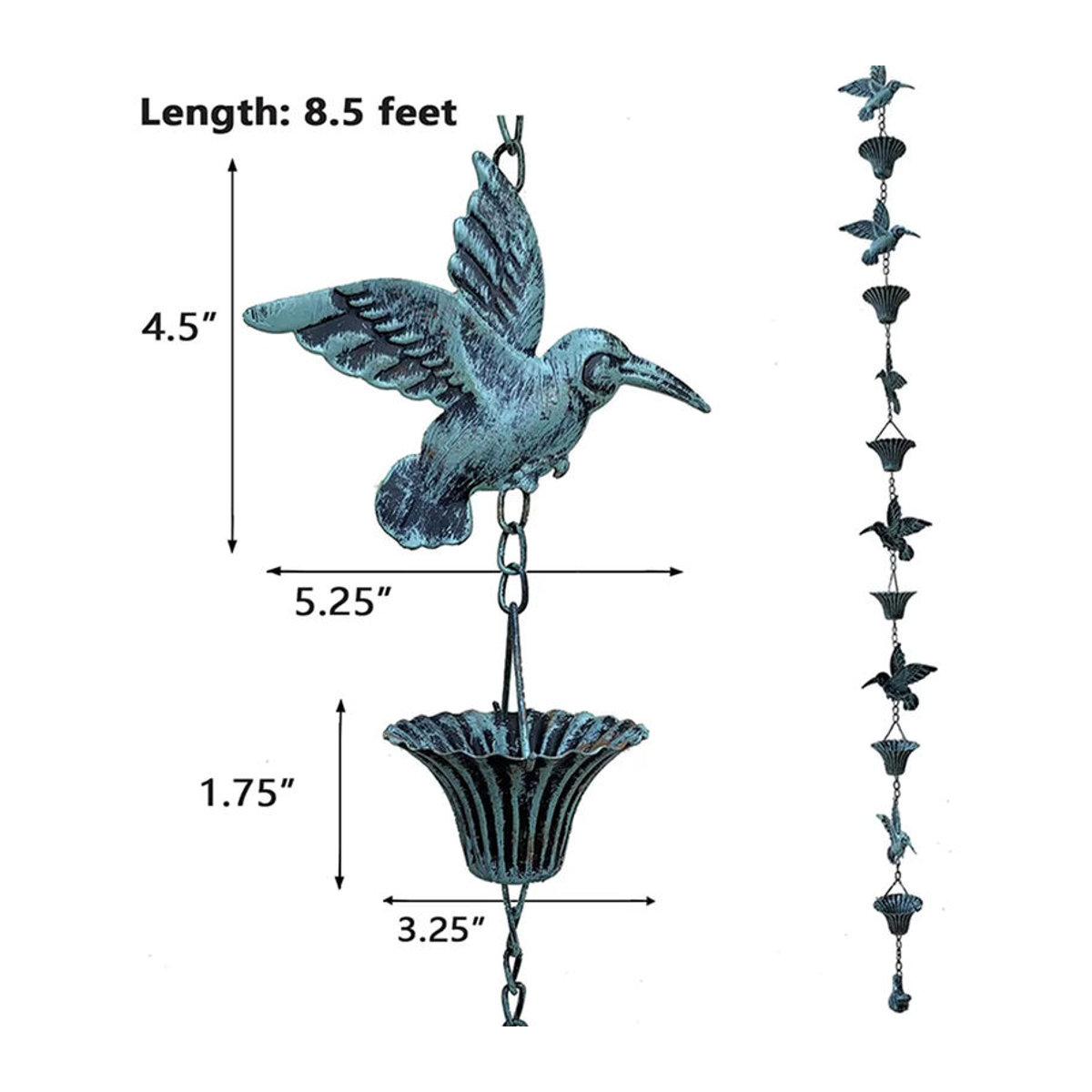 Vibratite Metal Regenketten Regenfänger mit Vogeldesign für Dachrinne und Garten als dekoratives Entwässerungstool - Bild 5
