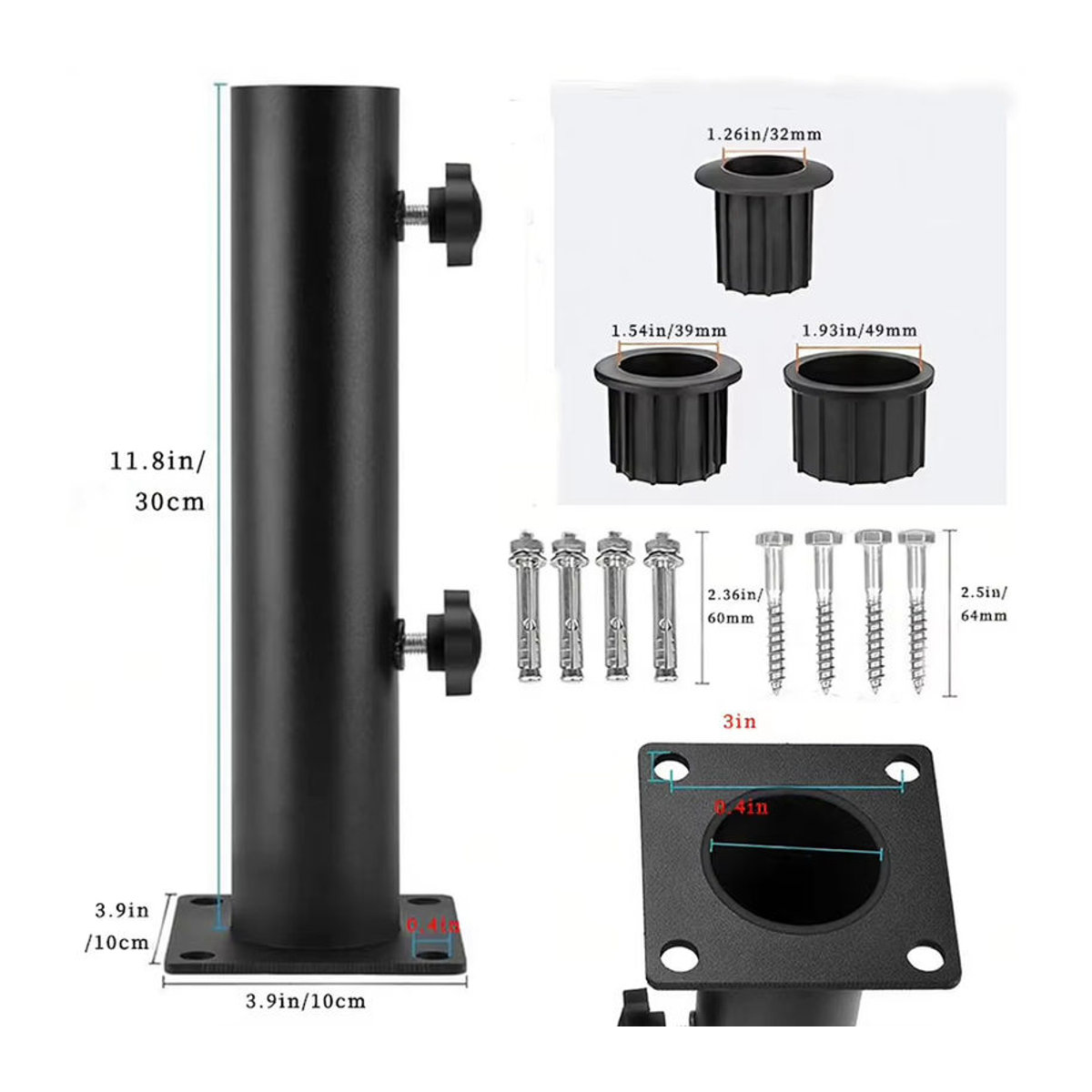 VIBRATITE Outdoor Sonnenschirm Ständer aus Eisen mit Gabel-Basis für Carbon-Stahl-Rohre - Bild 2