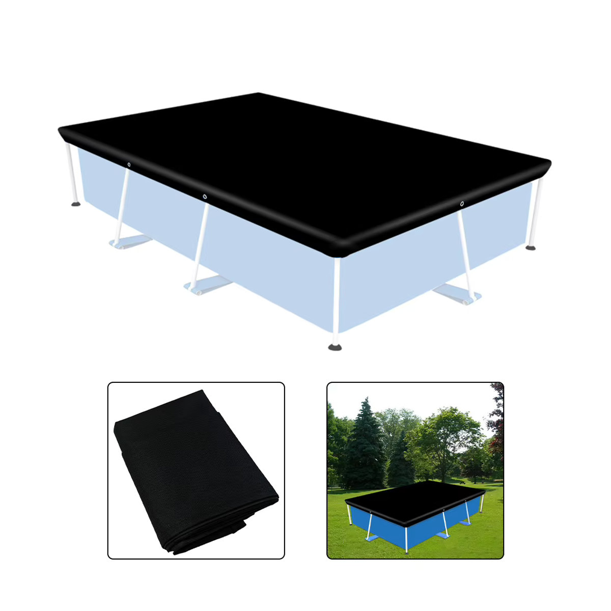 VIBRATITE Pool Abdeckung Schwarz wasserdicht und staubdicht für den Außenbereich - Bild 4