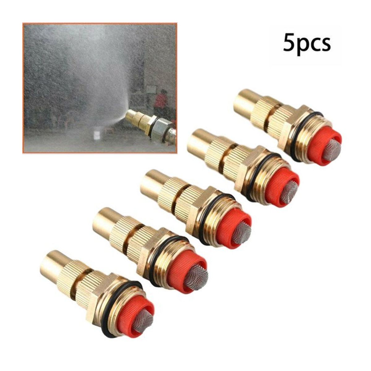 Vibratite Set mit 5 verstellbaren Sprühdüsen für Gartenbewässerung aus Metall in Alufarben mit 1/2 Zoll DN15 Außengewinde Anschluss - Bild 1