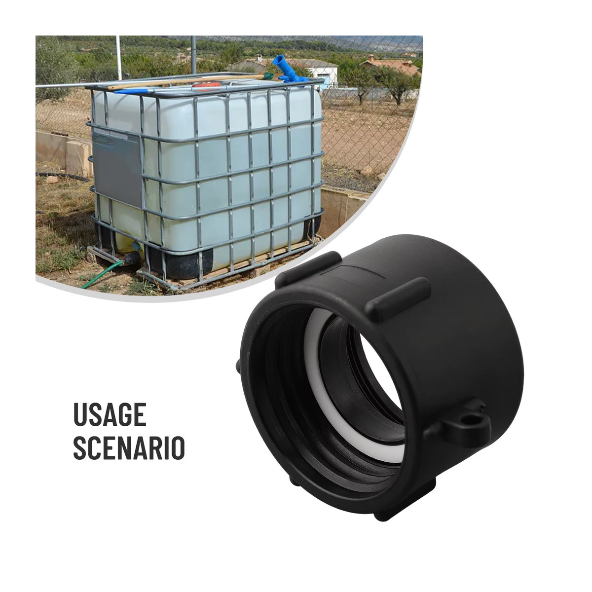 Vibratite Ventil Adapter Stecker für 1000L IBC Wasser Tanks mit 60mm Anschluss aus Kunststoff - Bild 4