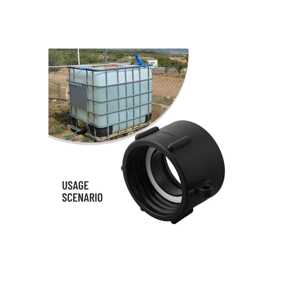 Vibratite Ventil Adapter Stecker für 1000L IBC Wasser Tanks mit 60mm Anschluss aus Kunststoff - Bild 7