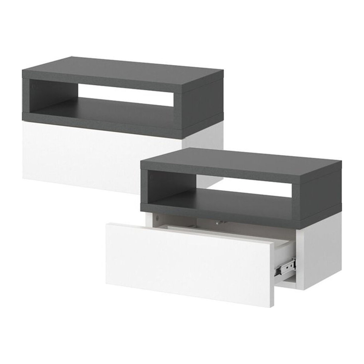 Vicco 2er Set Nachttische Urbano Modern in Weiß Anthrazit mit Schubladen B/T/H: 45 x 28 x 16,02 cm - Bild 2