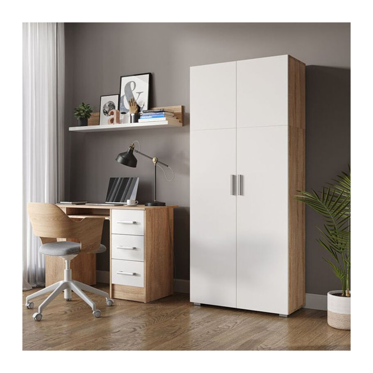 Vicco Aktenschrank Frank Mehrzweckschrank in Weiß mit 2 Drehtüren, B: 80 cm, H: 182,4 cm - Bild 2