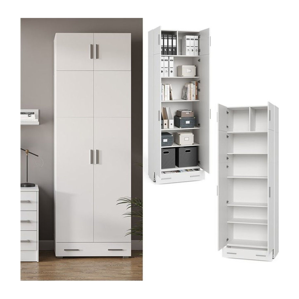 Vicco Aktenschrank Ingo Mehrzweckschrank mit Drehtüren in Weiß - Bild 1