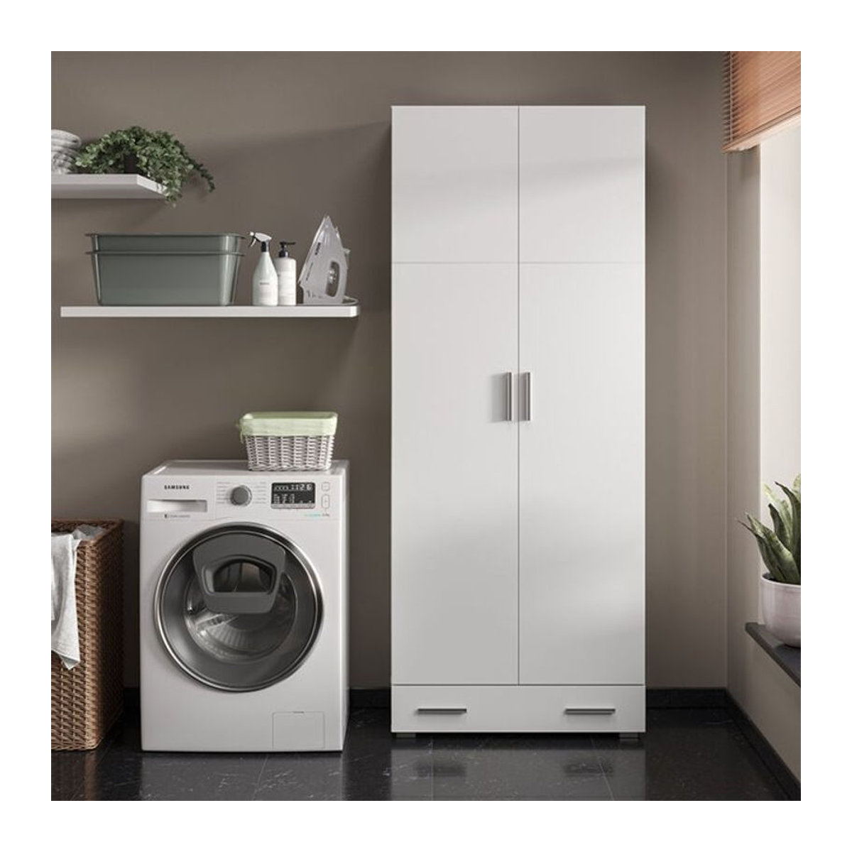 Vicco Aktenschrank Ingo Weiß mit 2 Drehtüren und Schublade, B: 80 cm, H: 182,4 cm - Bild 2