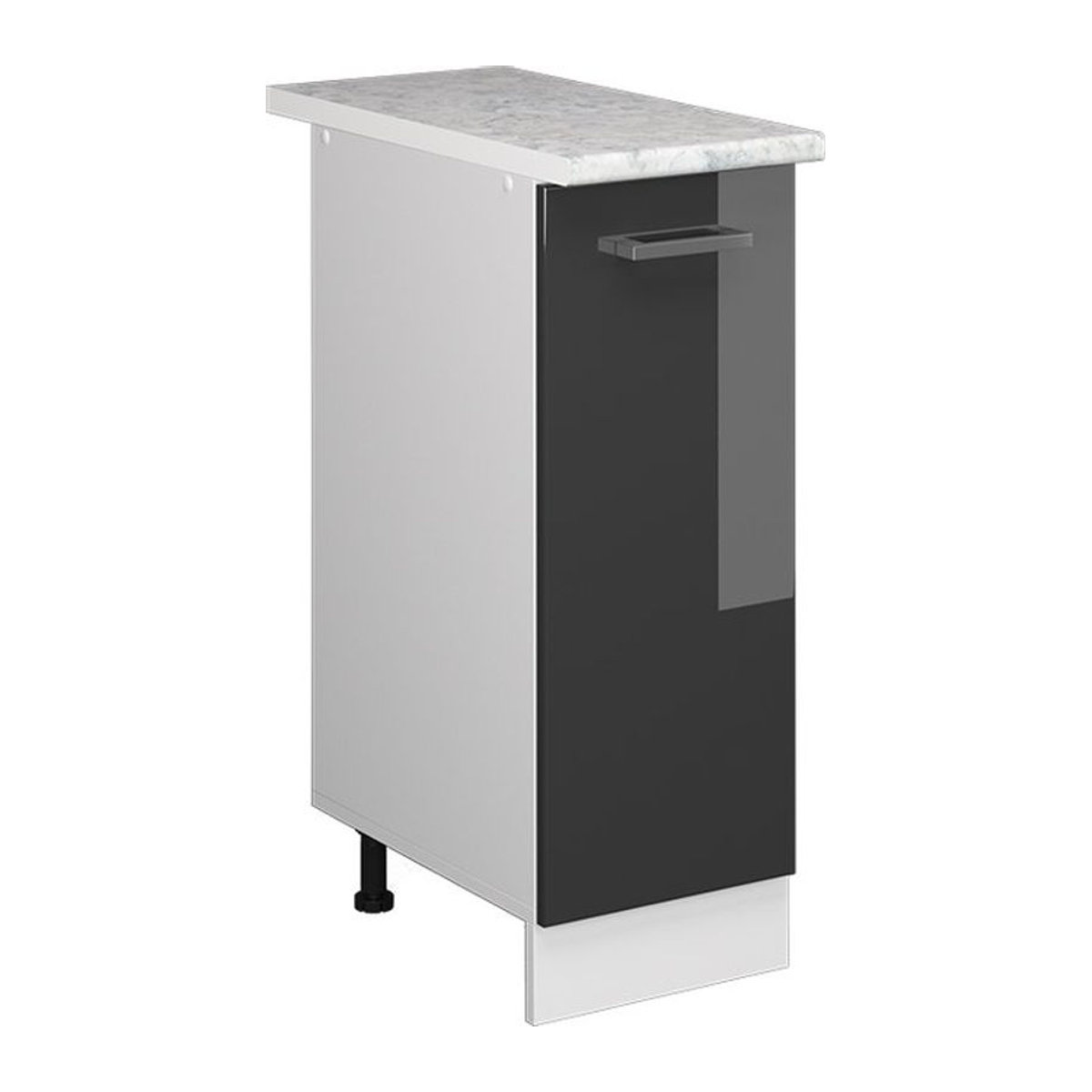 Vicco Apothekerschrank R-Line in Weiß und Anthrazit Hochglanz mit Marmor-Optik, Breite: 30 cm - Bild 2