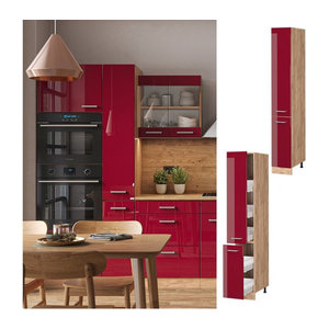 Vicco Apothekerschrank R-Line Küchenschrank in Eiche Rot mit Drehtüren, Breite: 30 cm, Höhe: 261,72 cm, Tiefe: 261,72 cm