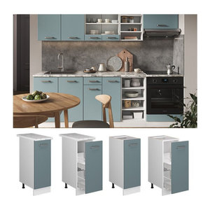 Vicco Apothekerschrank R-Line Modern in Weiß Blau Grau mit Drehtüren Breite: 30 cm