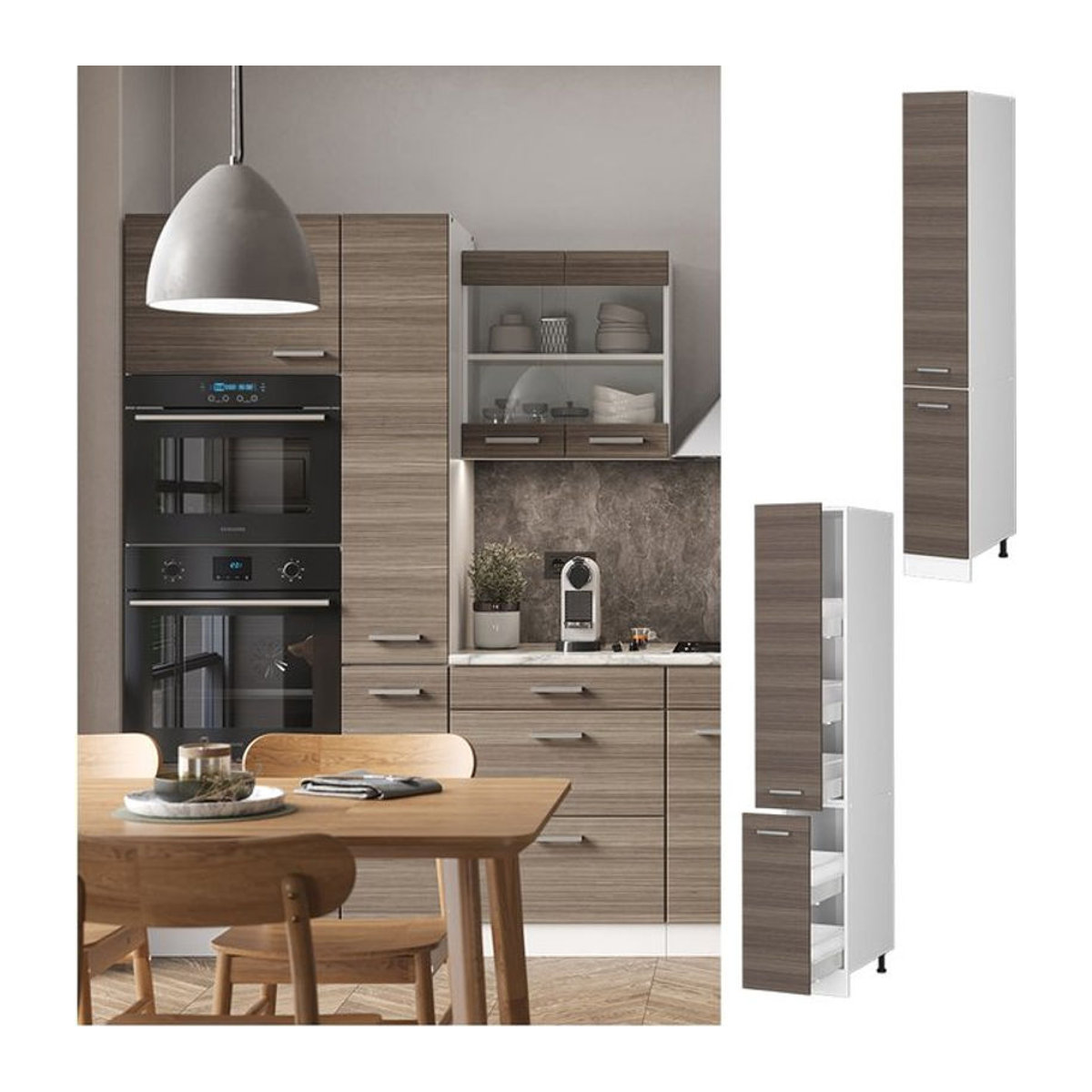 Vicco Apothekerschrank R-Line Modern mit Drehtüren Weiß Grau Breite: 30 cm - Bild 1