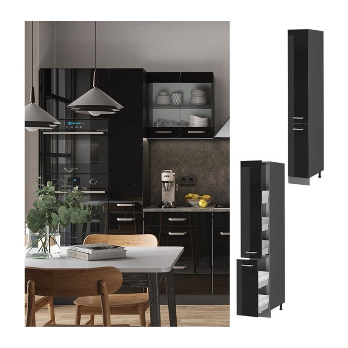 Vicco Apothekerschrank R-Line Solid modern Anthrazit Schwarz Breite: 30 cm - Bild 1