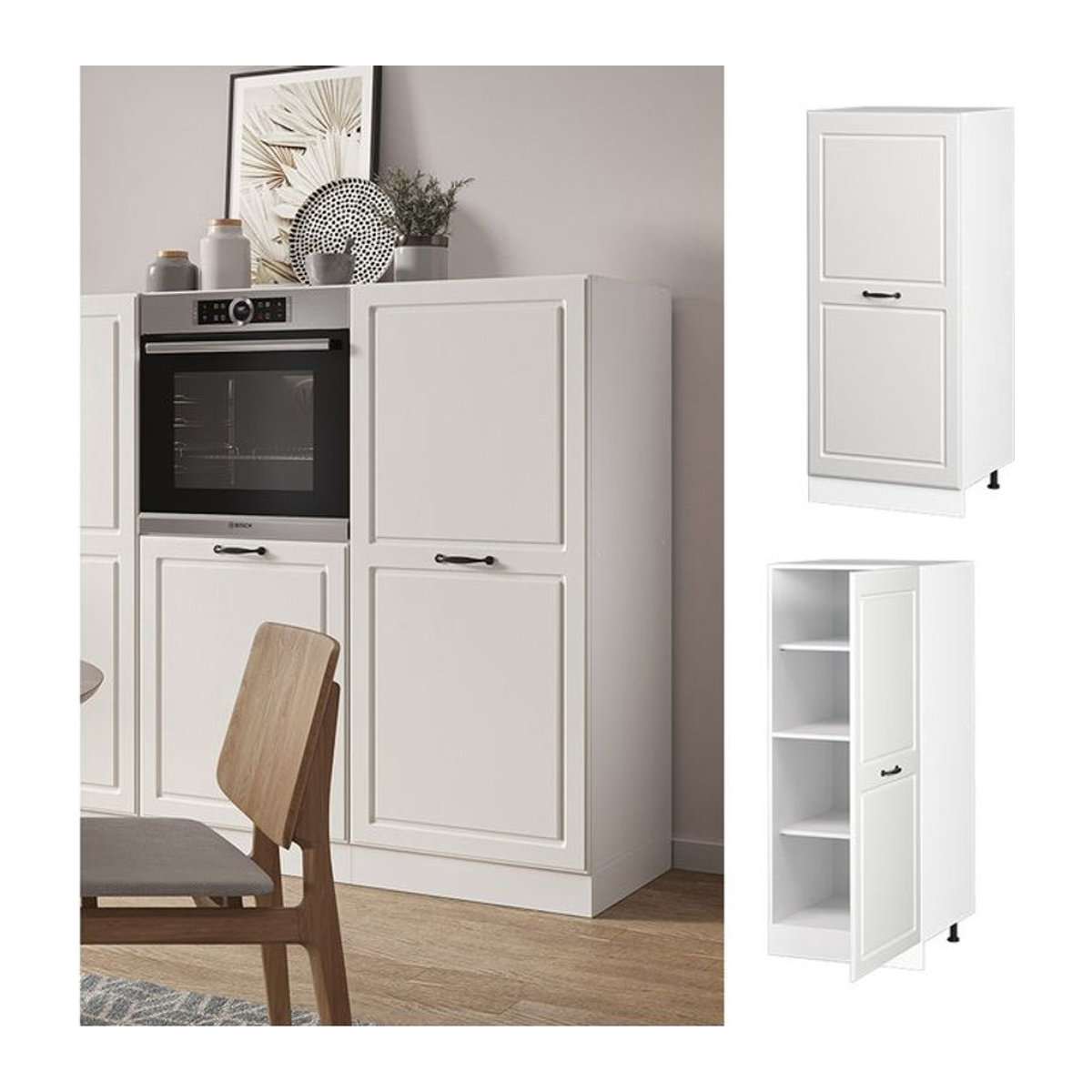 Vicco Backofenumbauschrank R-Line Landhaus in Weiß mit 60 cm Breite und Drehtüren - Bild 1