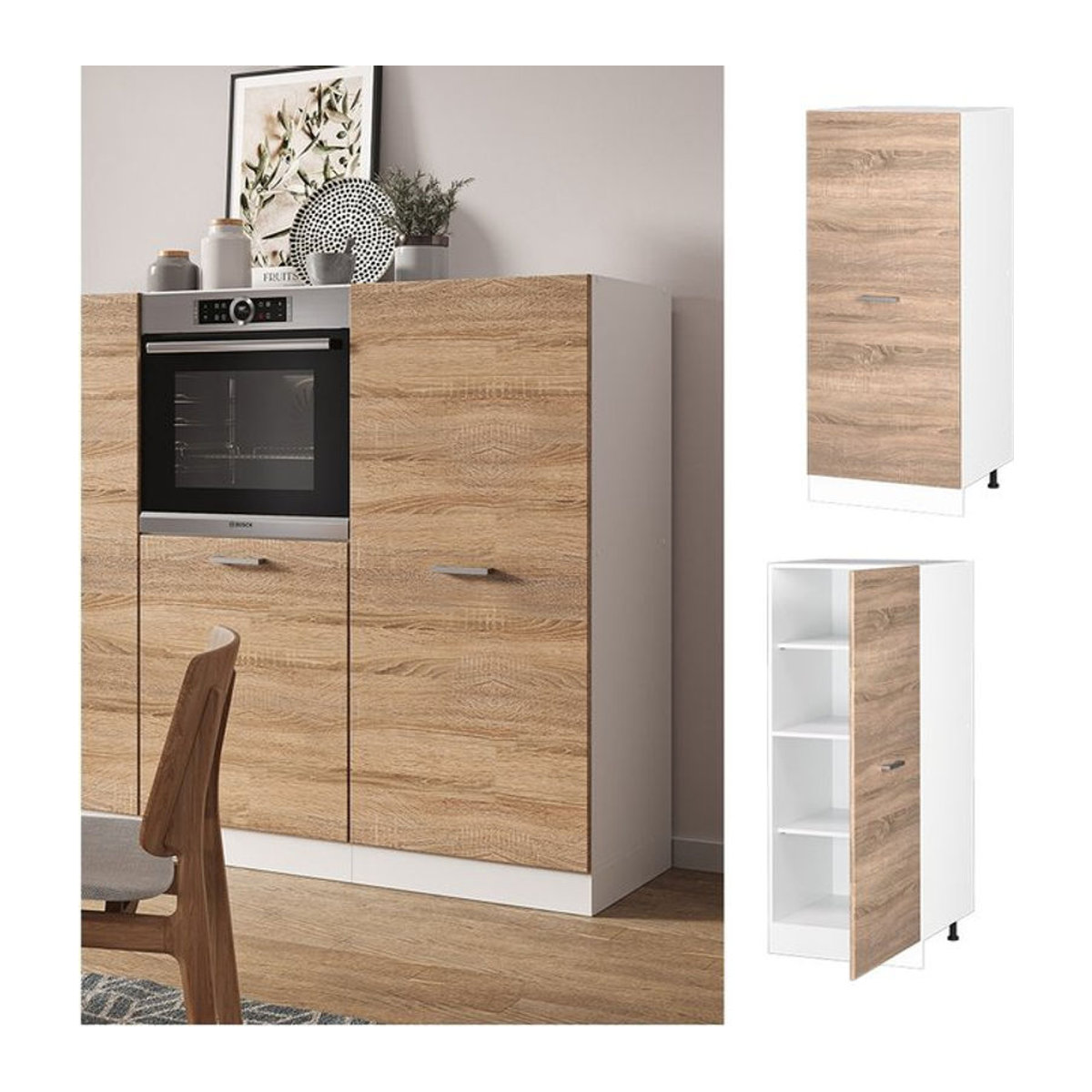 Vicco Backofenumbauschrank R-Line Unterschrank mit Drehtüren, Weiß, Breite: 60 cm - Bild 1