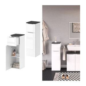 Vicco Badmidischrank Otis in Weiß und Anthrazit, moderner Badezimmerschrank mit Drehtüren, B: 30 cm, H: 95 cm