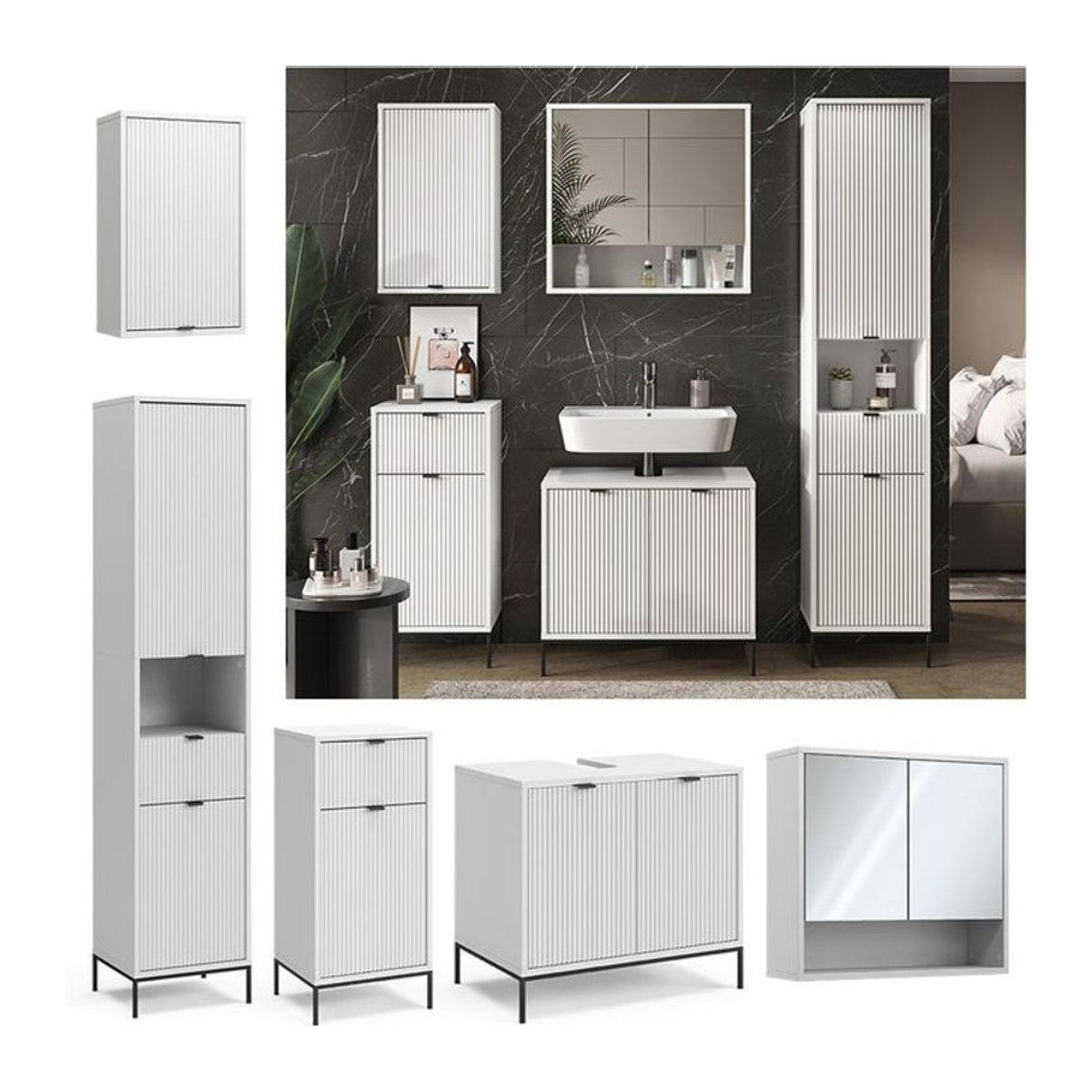 Vicco Badmöbel-Set Eliza in Weiß, 5-teilig - Bild 1