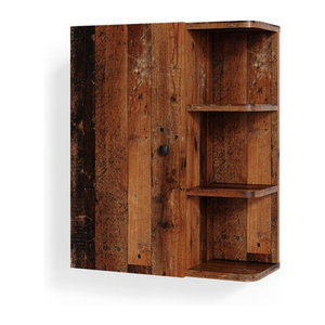 Vicco Badschrank Fynn Hängeschrank in Eiche rustikal Braun im Landhausstil mit Ablagen und Drehtüren, B: 59.2 cm, H: 47.2 cm, T: 20.8 cm
