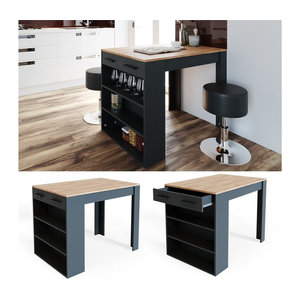 Vicco Bartisch Repose Bistrotisch mit Schublade in Eiche und Anthrazit Modern