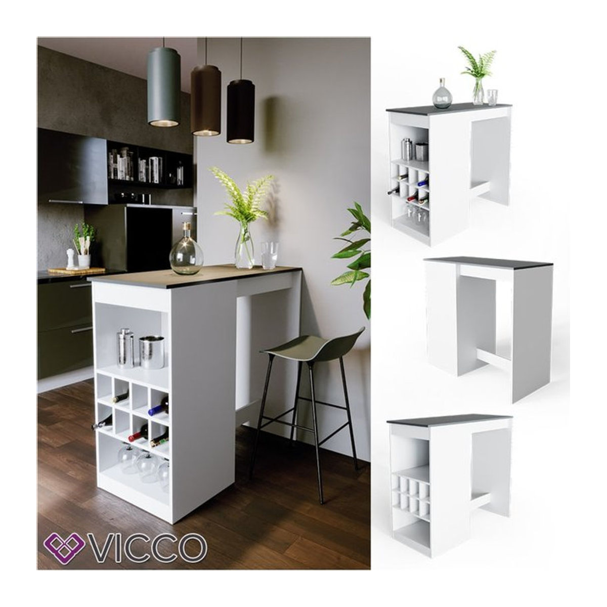 Vicco Bartisch Ross Stehtisch in Weiß und Anthrazit B: 115 cm, T: 50 cm, H: 39,12 cm - Bild 1