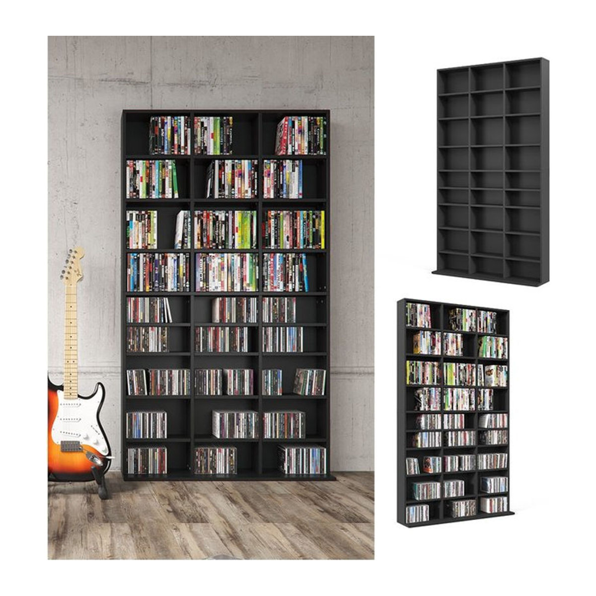 Vicco CD-Regal Jukebox Bücherregal in Schwarz, B: 102 cm, H: 178 cm - Bild 1