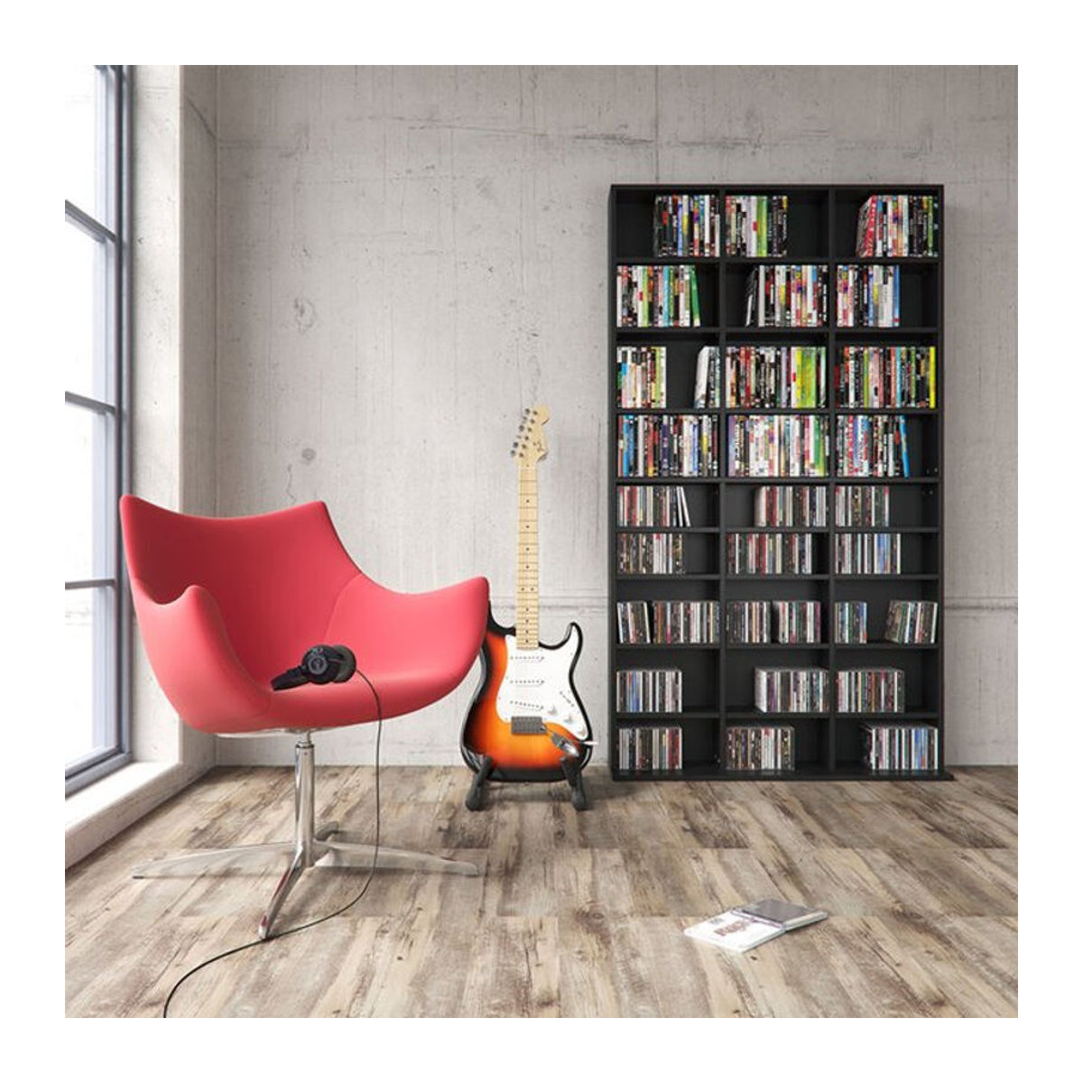 Vicco CD-Regal Jukebox Bücherregal in Schwarz, B: 102 cm, H: 178 cm - Bild 2
