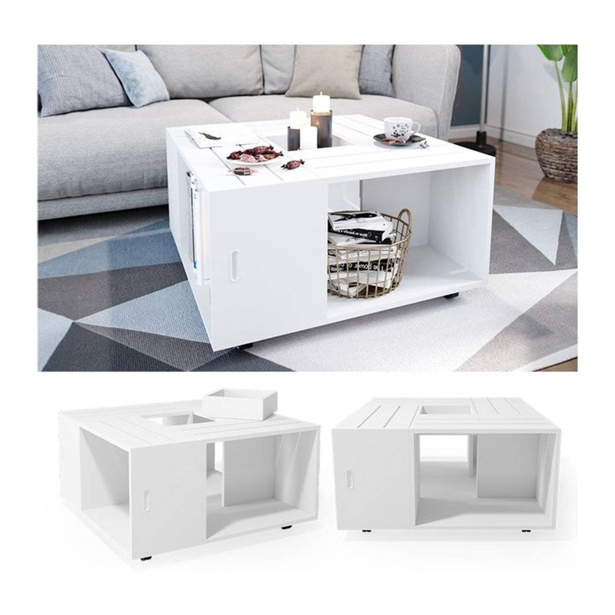 VICCO Couchtisch ANTON in Weiß im Landhausstil mit Melaminharzbeschichtung, rechteckig - Bild 1