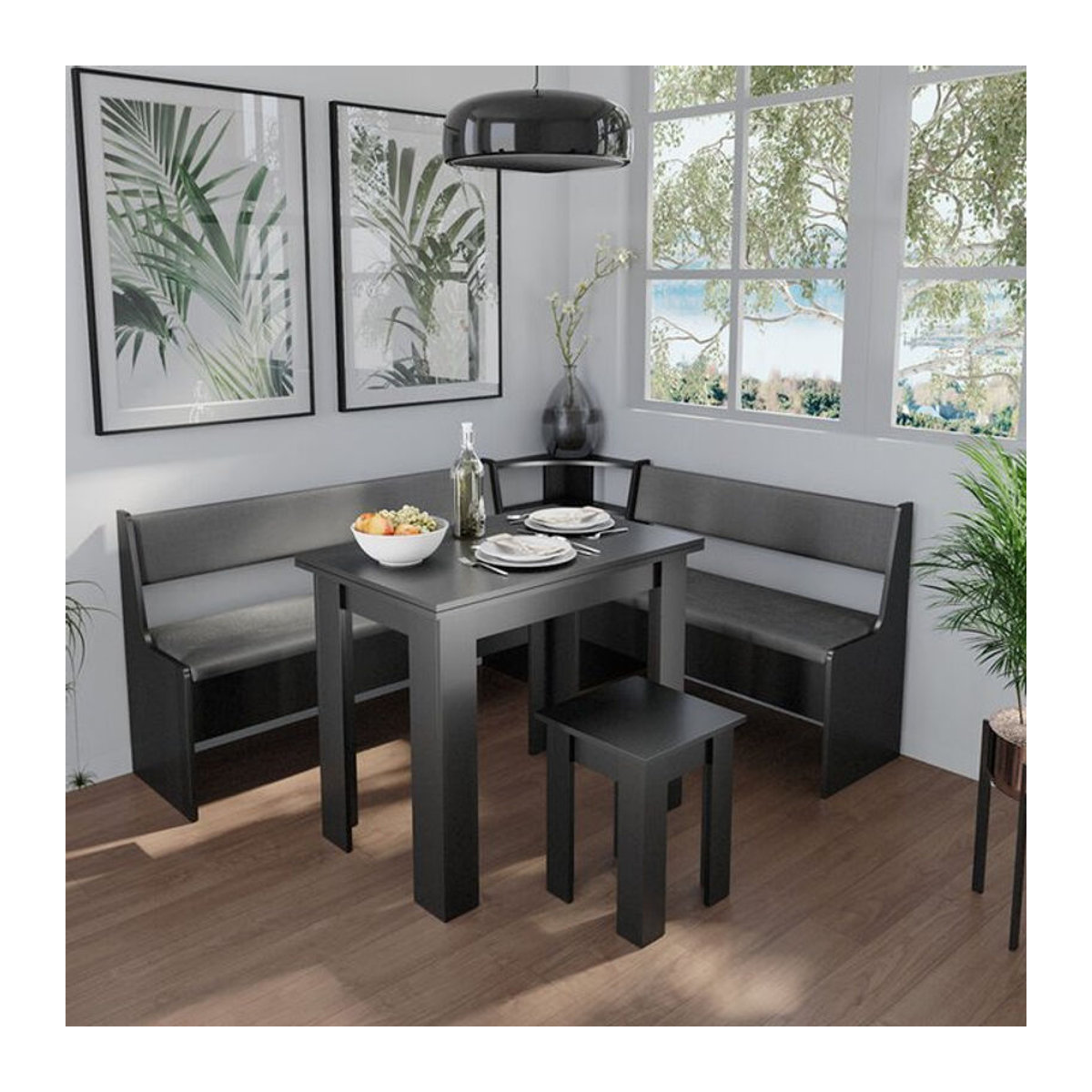 Vicco Eckbankgruppe Roman in Schwarz mit Tisch, modern und klassisch gestaltet - Bild 2