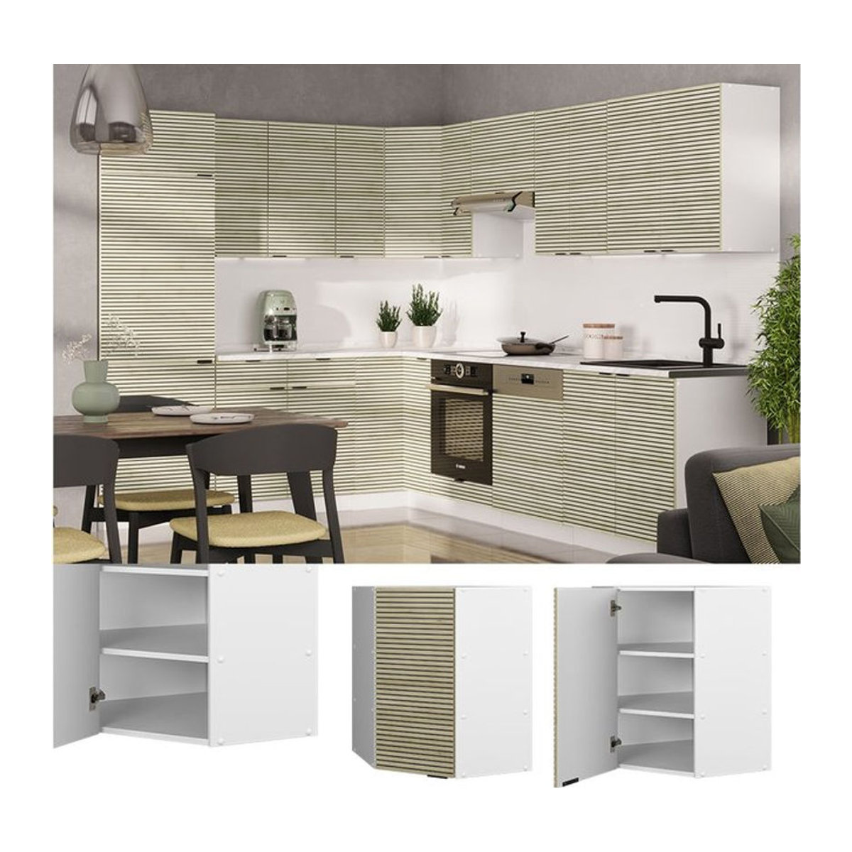 Vicco Eckhängeschrank Fame-Line in Weiß und Eiche mit Drehtüren, Breite: 57 cm - Bild 1