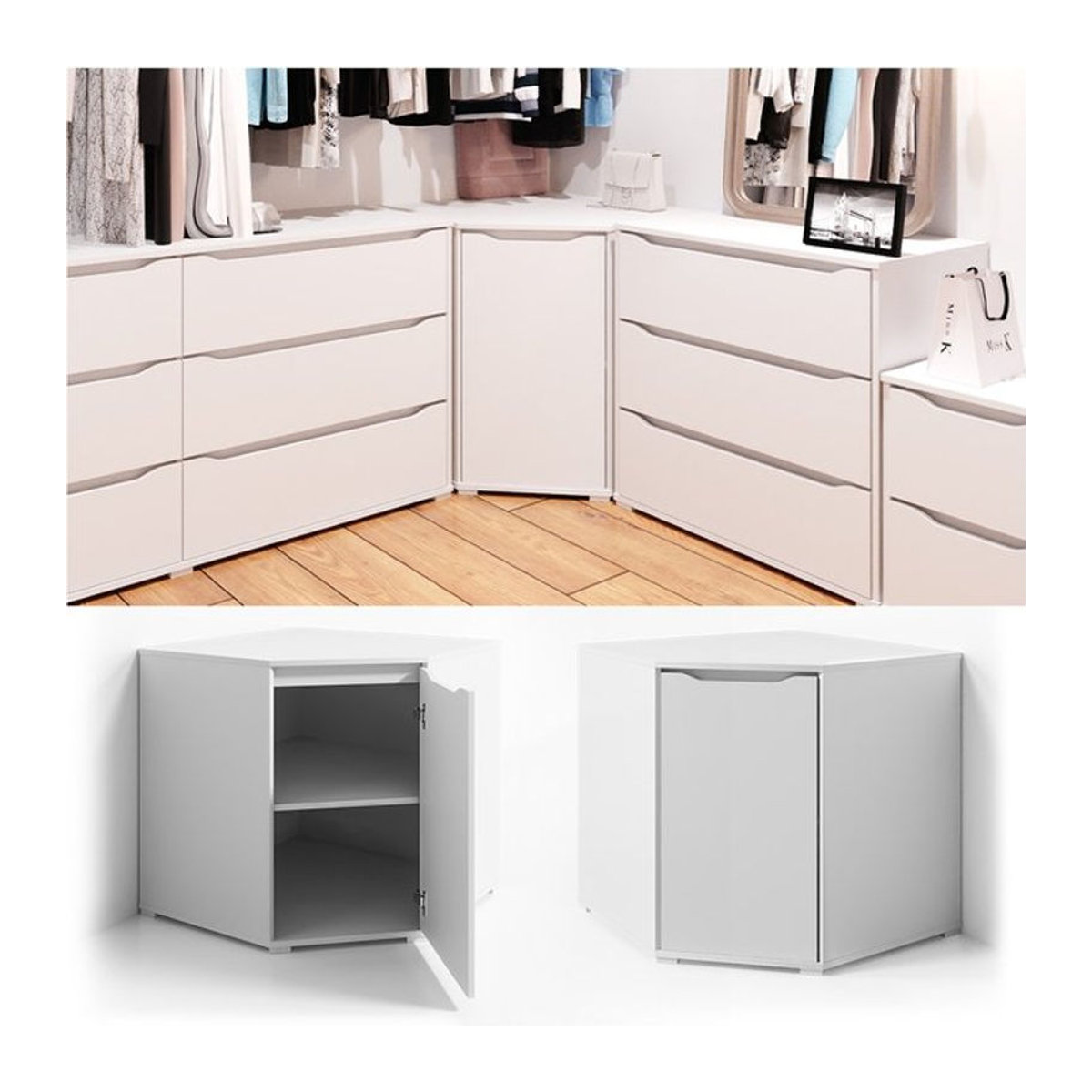 Vicco Eckkommode Ruben in Weiß aus Holzwerkstoff im modernen Design, B/T/H: 78 x 78 x 78 cm - Bild 1