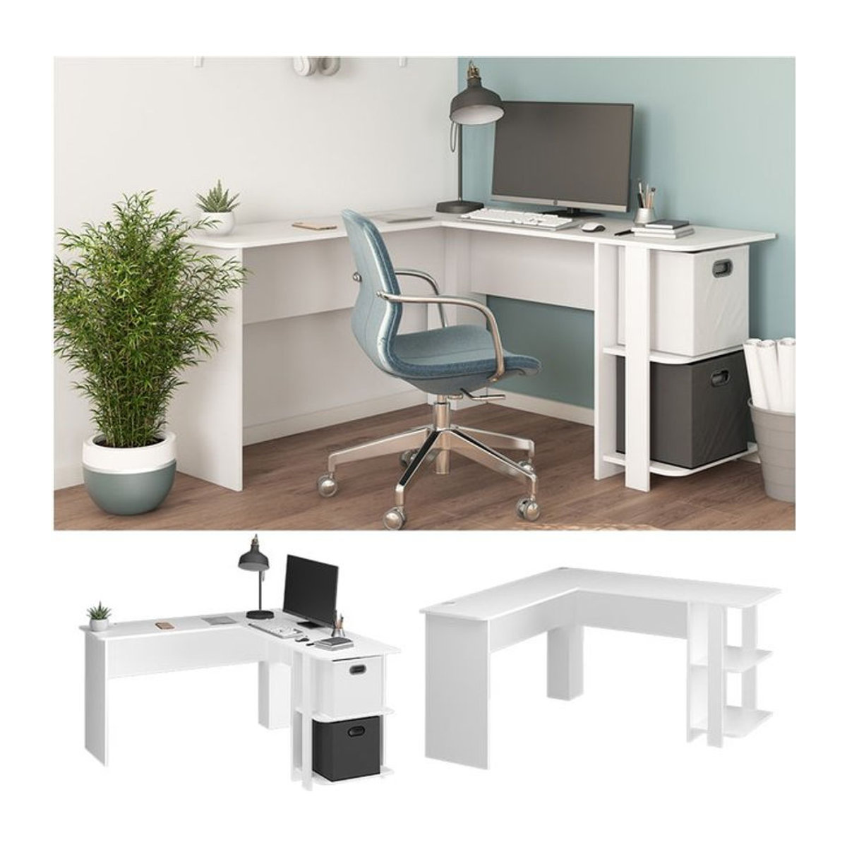Vicco Eckschreibtisch Nikita in Weiß aus Holzwerkstoff, B/T: 140 x 140 cm, Höhe: 75 cm - Bild 1