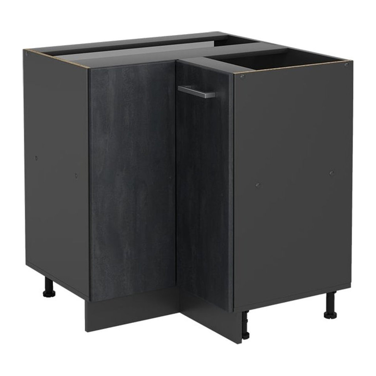 Vicco Eckunterschrank R-Line in Schwarz Anthrazit Beton Optik ohne Arbeitsplatte Höhe: 87 cm - Bild 1