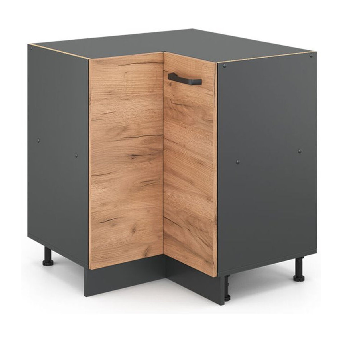 Vicco Eckunterschrank R-Line Küchenschrank aus Holzwerkstoff in Anthrazit oder Eiche Natur mit Drehtüren, Breite: 87 cm - Bild 2