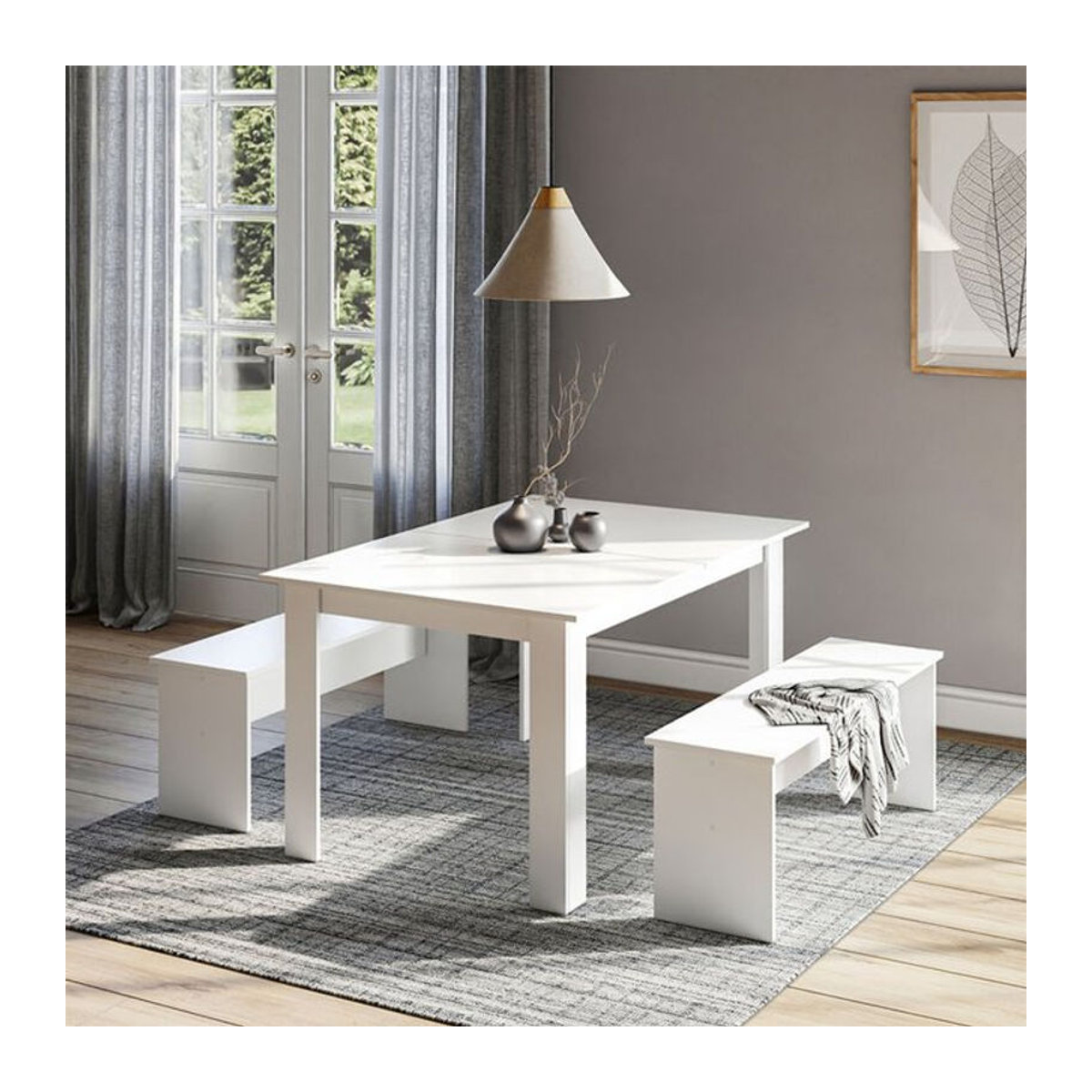 Vicco Essgruppe aus Holz in Weiß im klassischen und minimalistischen Design - Bild 2