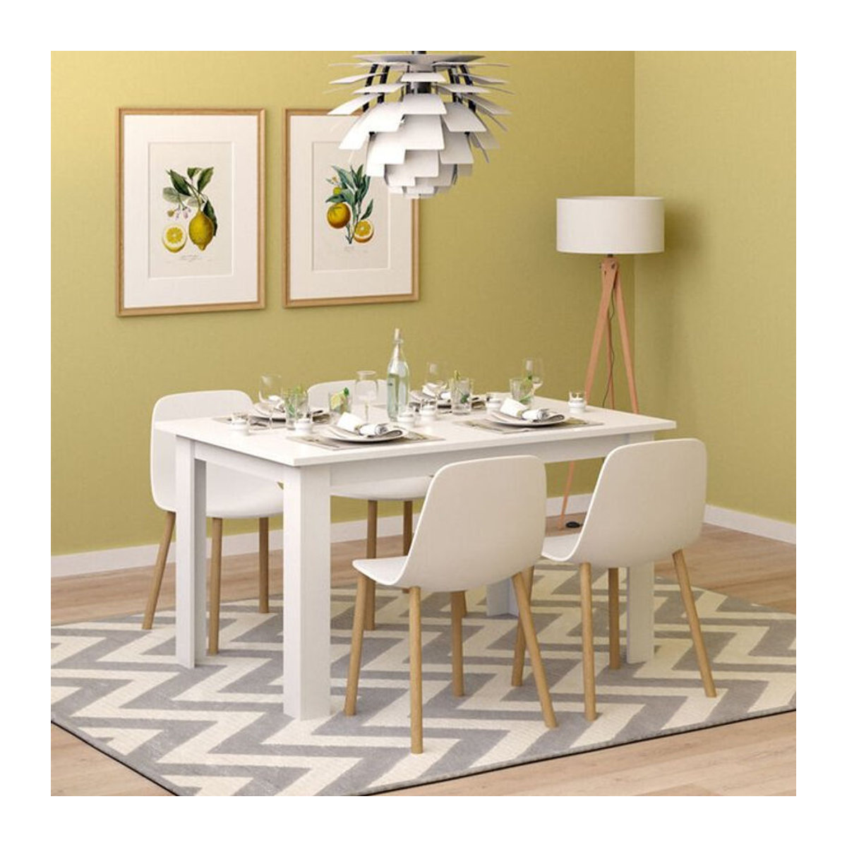 Vicco Esstisch Karlos in Weiß, Skandinavisch, Rechteckig, B: 140 cm, T: 90 cm, H: 76 cm - Bild 1