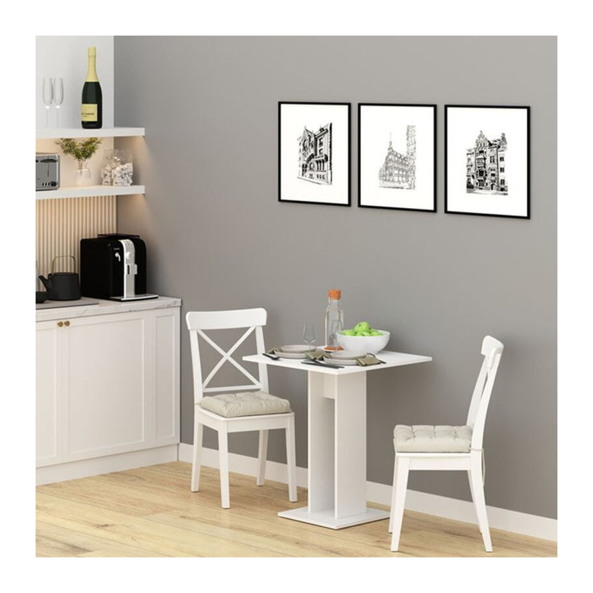 Vicco Esstisch Repose Säulentisch Weiß, B/T/H: 65 x 65 x 78 cm - Bild 1
