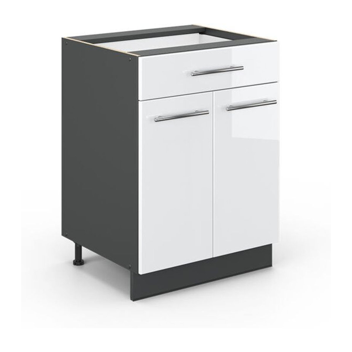 Vicco Fame-Line Küchenunterschrank mit Drehtüren in Weiß Hochglanz, Breite: 60 cm - Bild 2