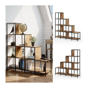 Vicco Fyrk Raumteiler Treppenregal in Braun im Industrial Design, B/H: 120 x 120 cm